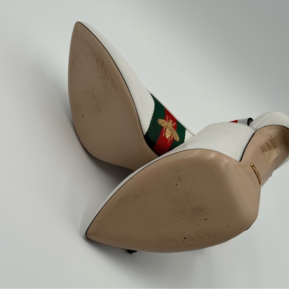 Gucci White And Red Leather Sling Back Heels (525942) Size 39.5 - Picture 13 of 17